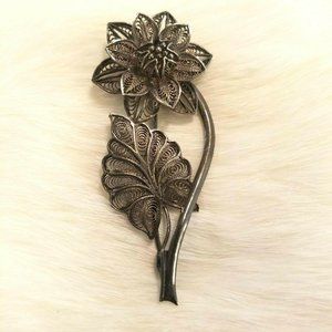 GUnmetal‎ Full Stem Flower Brooch 2398